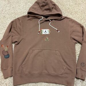 Jordan x Cactus Jack Brown Sweatshirt with Embroidered Accents